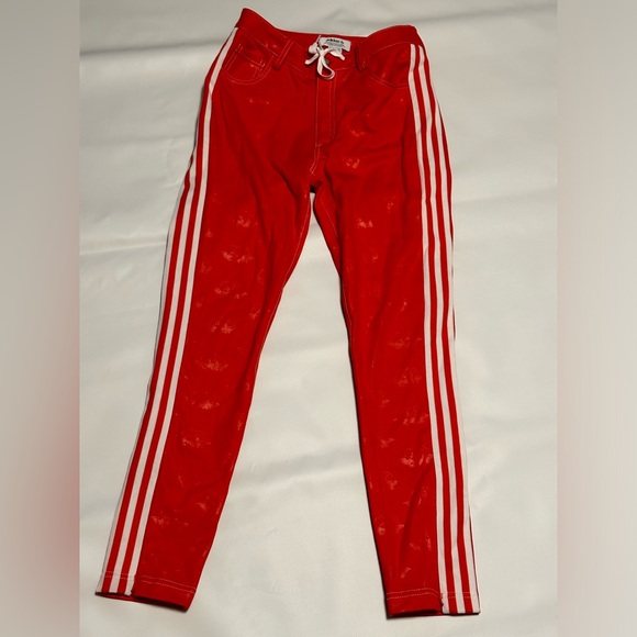 ADIDAS FIORUCCI SLIM FIT ANGEL COLLECTION 3 STRIPED PANT LIKE NEW RED CO… - Picture 5 of 16